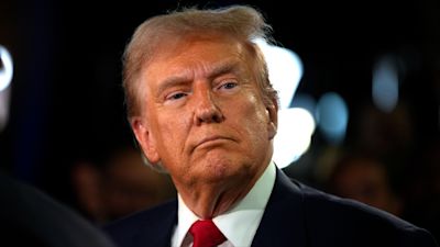 Republican presidential nominee former President Donald Trump speaks during a presidential debate with Democratic presidential nominee Vice President Kamala Harris at the National Constitution Center.