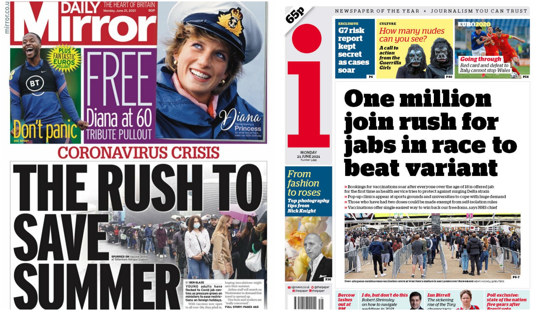 The Rush To Save Summer Newspaper Front Pages React To The Huge Take Up Of Coronavirus Vaccines Itv News