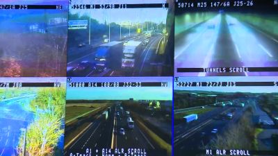 National Highways screens with some of the cameras monitoring the road network