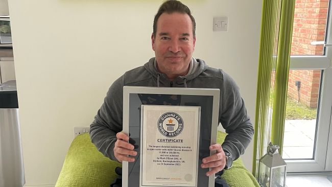 Credit: MND Association

Mark O'Brien, from Bedfordshire, who has broken the Guinness World Record for the longest distance swam by someone with MND. 