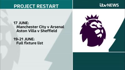 Premier League To Return With Manchester City V Arsenal And Aston Villa V Sheffield United On June 17 Itv News
