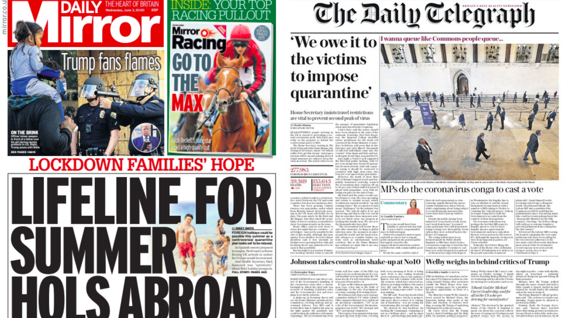 Quarantine rules for travellers abroad leads Wednesday's papers ITV News
