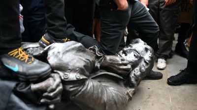 Protesters pulled down a statue of slave trader Edward Colston in Bristol