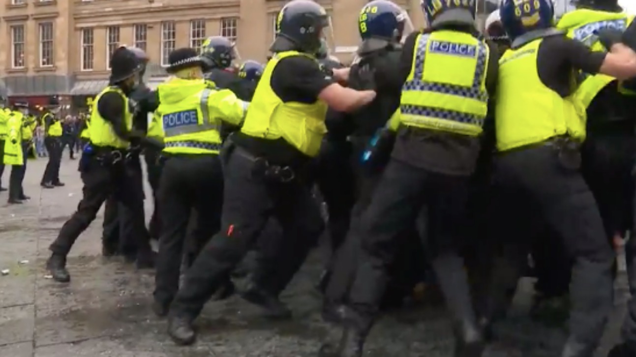 Police make dawn arrests after violent protest scenes in Newcastle last ...