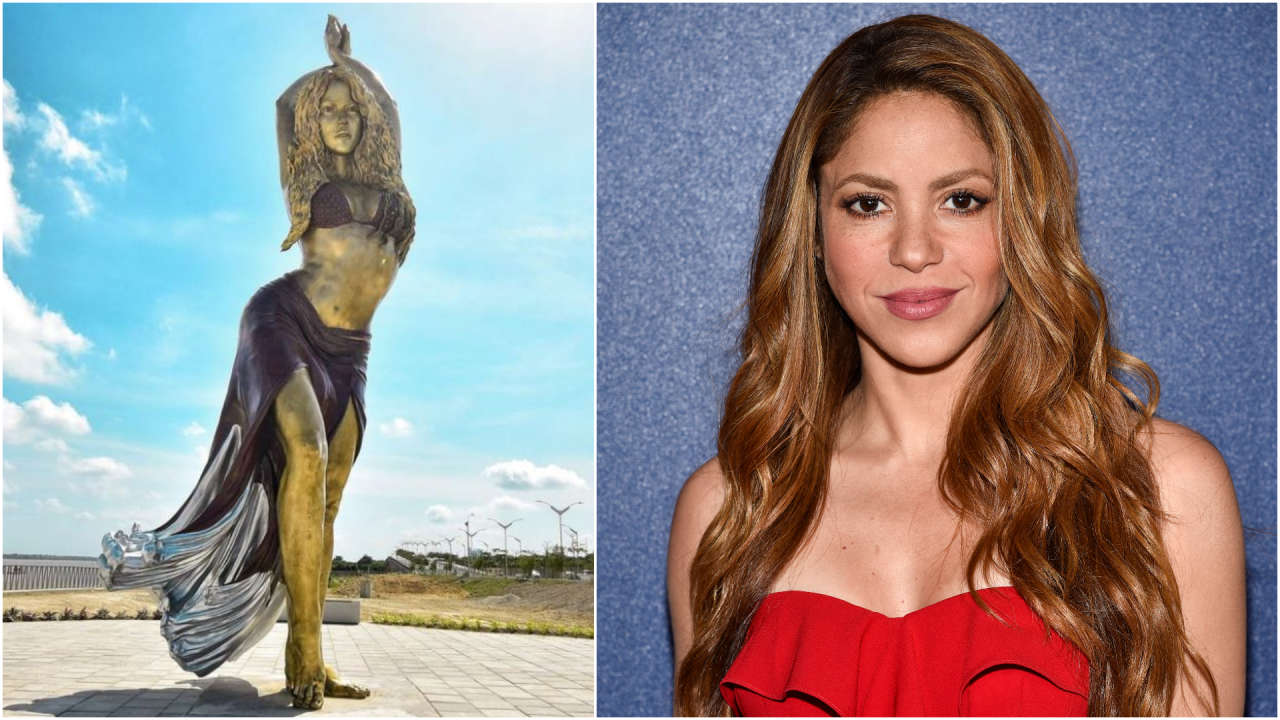 Huge 6.5 metre-high bronze Shakira statue unveiled in her hometown