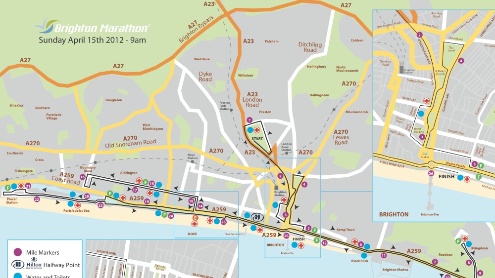 Brighton Marathon 2025 Road Closures Map 