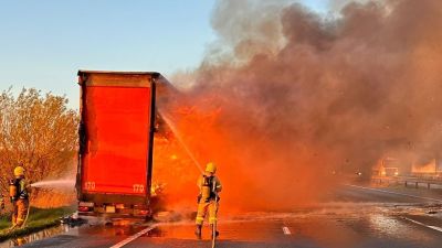 A lorry fire on the M56 closed a section of the motorway last night,