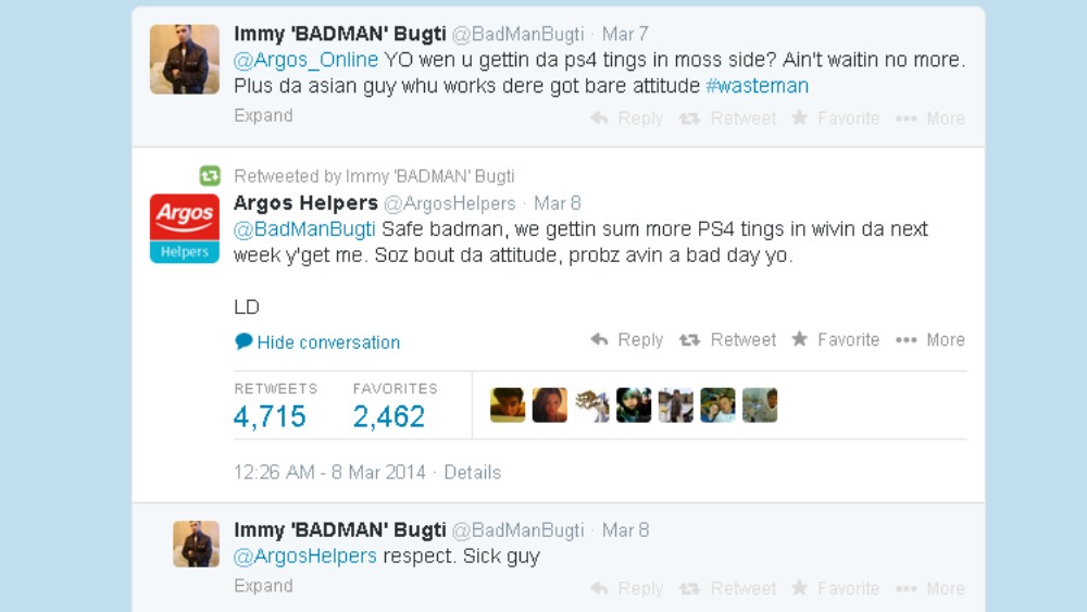 'Safe Badman': Argos Twitter exchange wins thousands of fans | ITV News