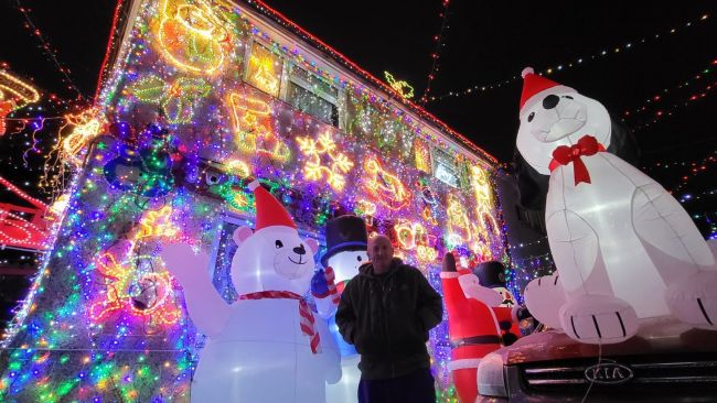 Paul Bibby from Chelmsford, Essex, has covered every inch of his home with Christmas lights - despite soaring energy bills.