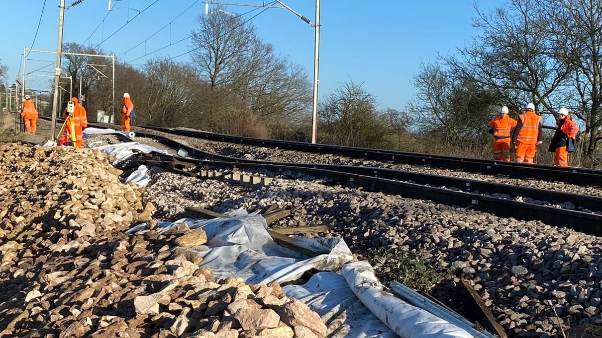 Rail services set to return to normal after line collapse | ITV News Anglia