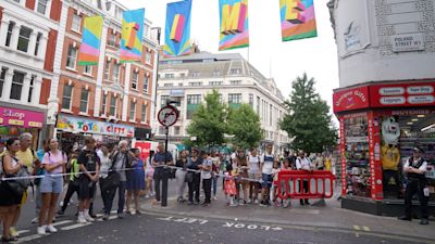 People at Police cordon in Poland Street