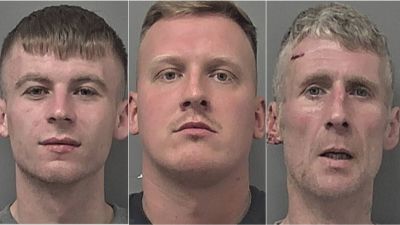 3 men have been sentenced after driving a car into the wrong woman in a revenge plot gone wrong at an East Yorkshire holiday park. L- R Shane Wynne, Michael Ness and Cameron Wynne
