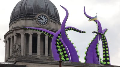 How many giant purple monsters can you spot in Nottingham city centre?