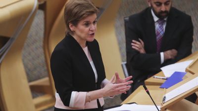 First Minister Nicola Sturgeon speaking in the Scottish Parliament today. October 5 2021. PA Images