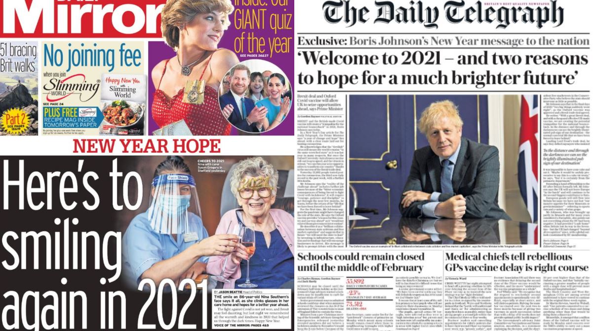 Hope For A Brighter 21 Leads New Year S Day Papers Itv News