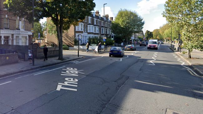 Junction of The Vale on Uxbridge Road and Agnes Road in Acton, west London