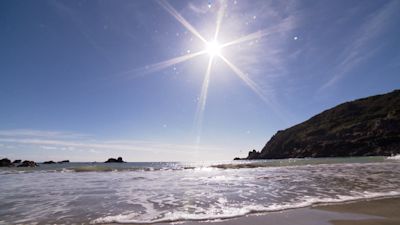 Sunshine over beach
