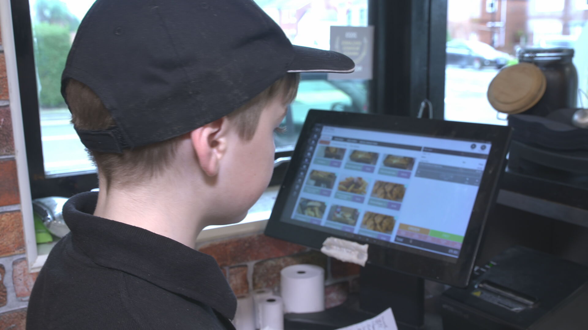 Oliver working at the Chip shop