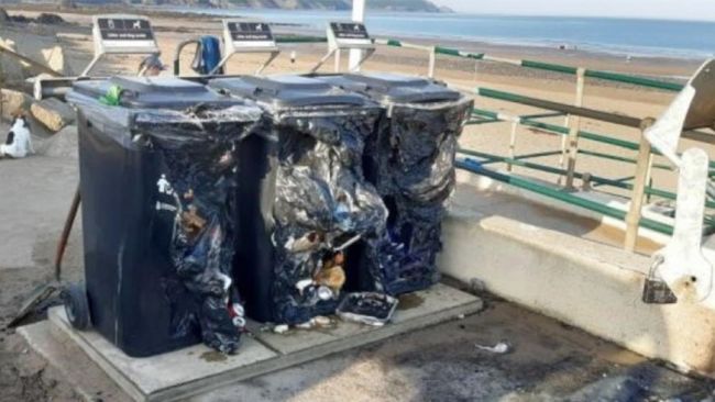 Plastic bins were melted by disposable barbecues that had not been cooled down before being thrown away