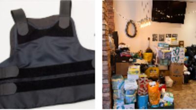 Bullletproof vest alongside current donations in Coventry