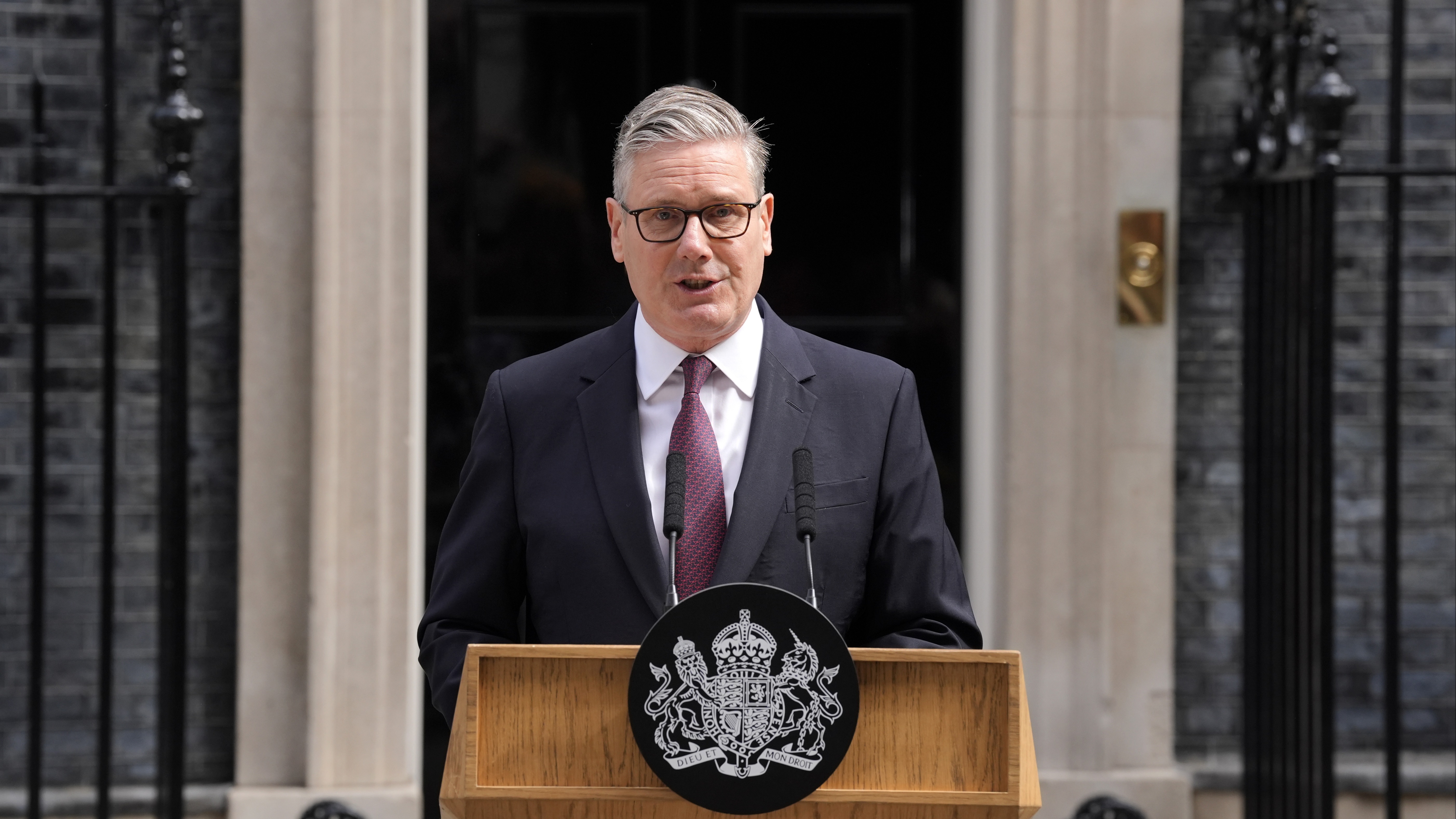 Prime Minister Sir Keir Starmer making his resignation speech in Downing Street.