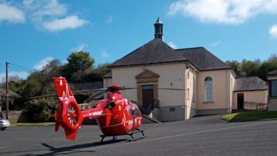 Air Ambulance at the scene in Downpatrick. Downpatrick Presbyterian Church Community