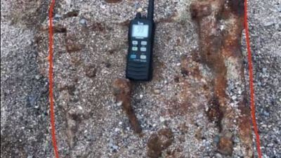 Rusty object on Sand Bay beach believed to be bomb
