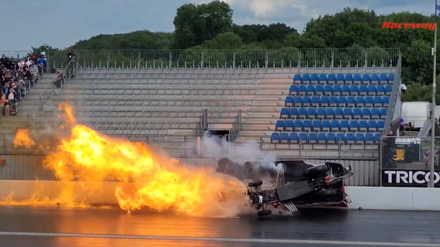 Santa Pod driver escapes after car engulfed in flames during  Northamptonshire drag race | ITV News Anglia