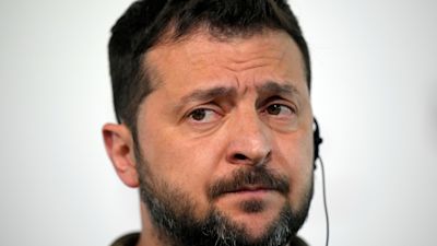 Ukraine's President Volodymyr Zelenskyy addresses a media conference during the European Political Community Summit at the Mimi Castle in Bulboaca, Moldova, Thursday, June 1, 2023. Leaders met in Moldova Thursday for a summit aiming to show a united front in the face of Russia's war in Ukraine and underscore support for the Eastern European country's ambitions to draw closer to the West and keep Moscow at bay. (AP Photo/Vadim Ghirda)