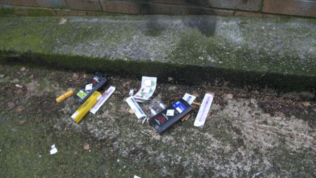 Typical scene of drugs found littering Belfast's streets. 