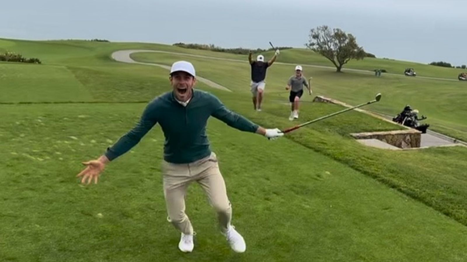 Bale Run Gareth Bale celebrates with friends after hitting first hole-in-one in ...