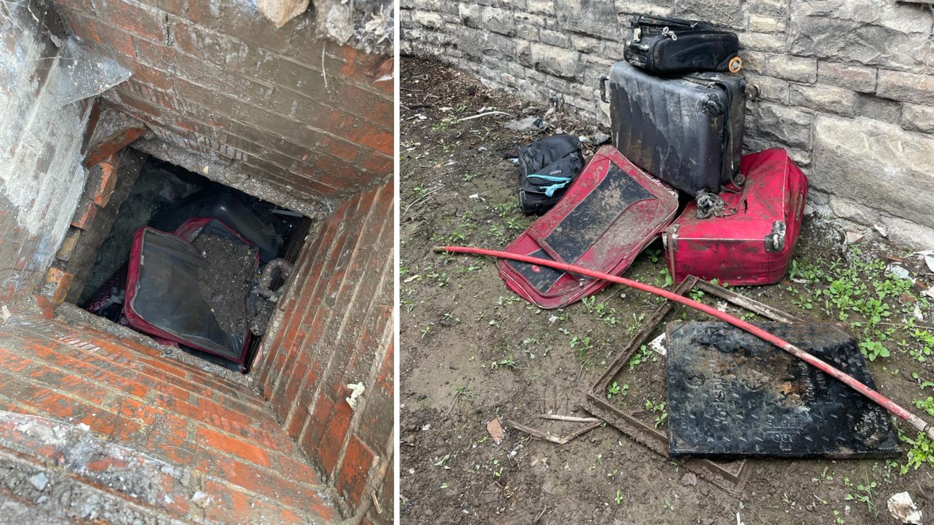 Waste water discharged into river after suitcases shoved into sewer in