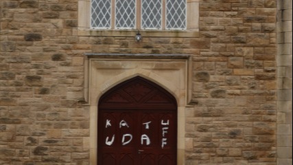 Graffiti attack on Catholic church condemned | UTV | ITV News