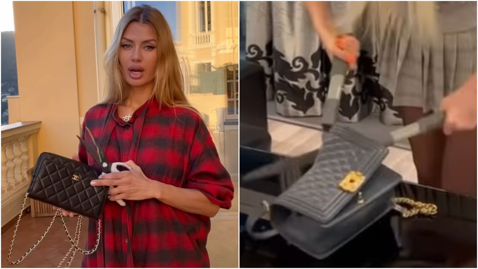 Russian influencers are cutting up their Chanel handbags in protest