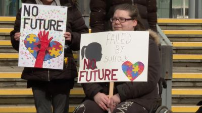 Parents protest outside Suffolk County Council.
Credit: ITV News Anglia