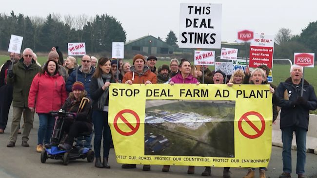 Protesters at a biogas plant in Bressingham near Diss