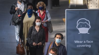 Passengers wearing face masks at Waterloo station in London as face coverings become mandatory on public transport in England with the easing of further lockdown restrictions during the coronavirus pandemic.