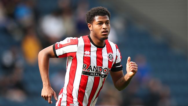 Sheffield United's striker Rhian Brewster on the pitch