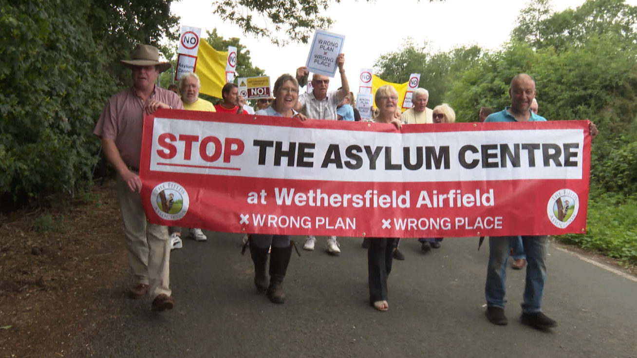 Protests outside Wethersfield airbase amid news asylum seekers could