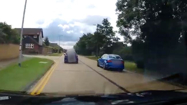 The blue Audi overtook the cars at speeds of around 80mph