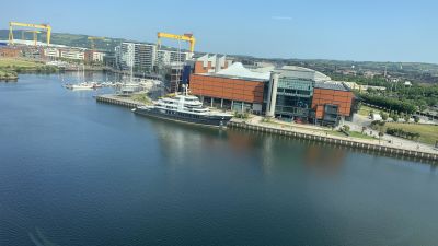 Billionaire's superyacht docks in Belfast.  