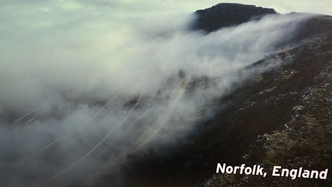 The fictional scene depicting mountains before shots showing Snetterton Circuit - filmed in Argentina - for the new Netflix six-part series about Formula One driver Ayrton Senna.
Credit: Gullane Entretenimento/Netflix