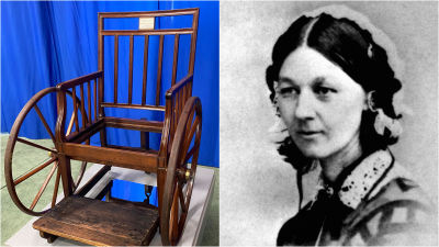 Embargoed to 0001 Monday February 6 Undated handout photo issued by the Florence Nightingale Museum of the wheelchair used by the nursing pioneer in her London home after her return from the Crimean War. Issue date: Monday February 6, 2023.