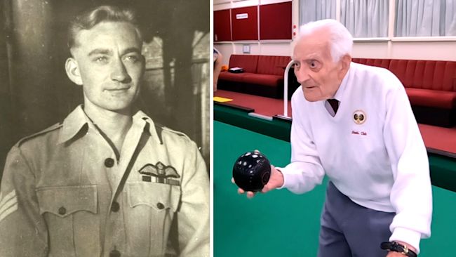 Spilt of Albert Rocky Stone - in his teens and aged 100. From Bexhill East Sussex. Credit: family handout / ITV Meridian