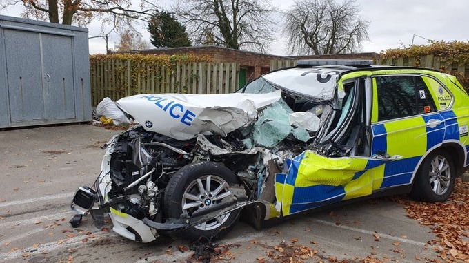 Northamptonshire police officers miracle escape after crash on