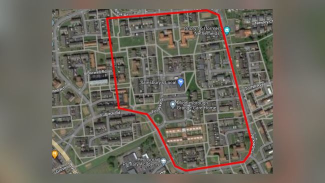 23.08.23 Dispersal Order Map Middlesbrough ASB Credit: Google Maps