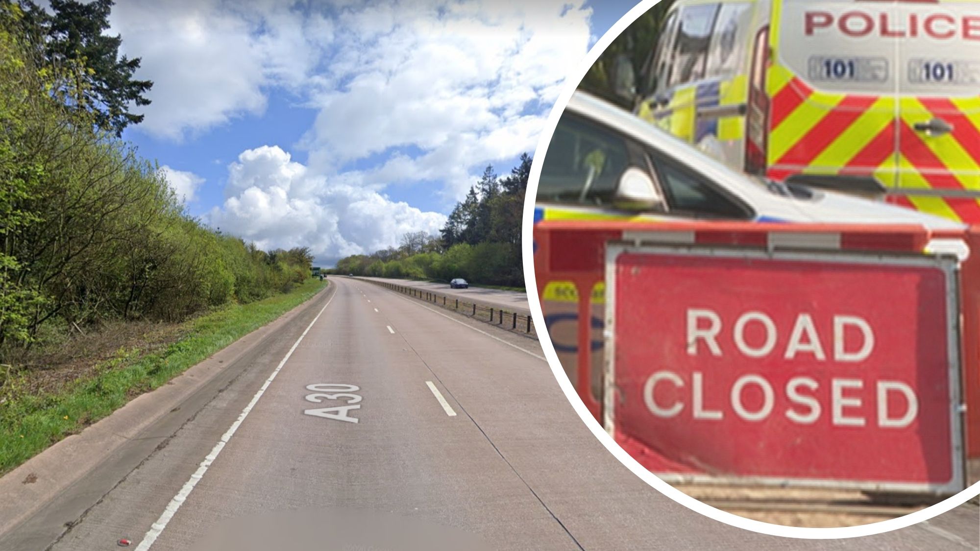 A30 closed to traffic in Devon miles of queues building after