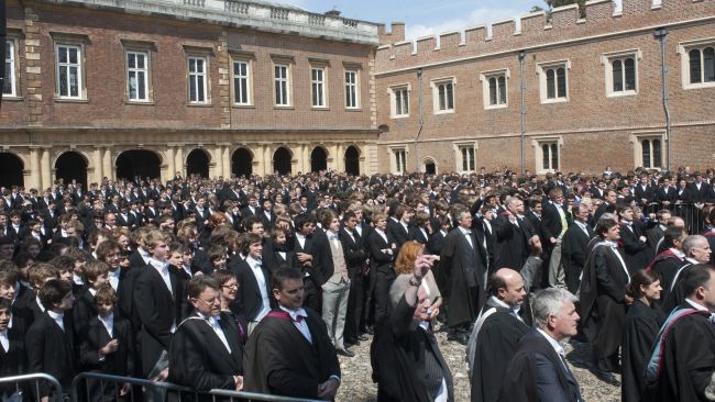 File photo dated 27/05/10 of pupils at Eton College in Berkshire. Girls should be allowed to attend Eton College, the Education Secretary has said.
