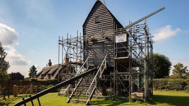 Bourn Mill in Cambridgeshire is at risk of collapse, according to Historic England, and has been included on the organisation's Heritage at Risk Register 2021