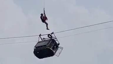 Pakistan: Six children stuck 1,000ft in the air on chairlift after cable snaps